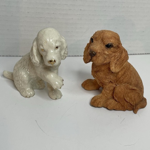 Lenox Other - Lenox Ivory Porcelain Spaniel Puppy Dog Figurine Trimmed Gold Brown Cocker
